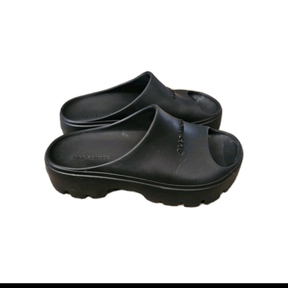 All Saints Women's Black Eclipse Flatform Logo Trendy Casual Rubber Slides 6 - Picture 4 of 14